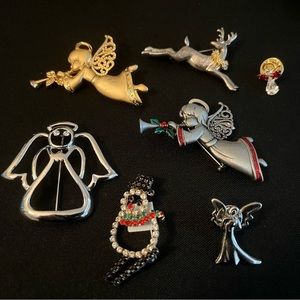 Christmas Brooch and Pin Lot